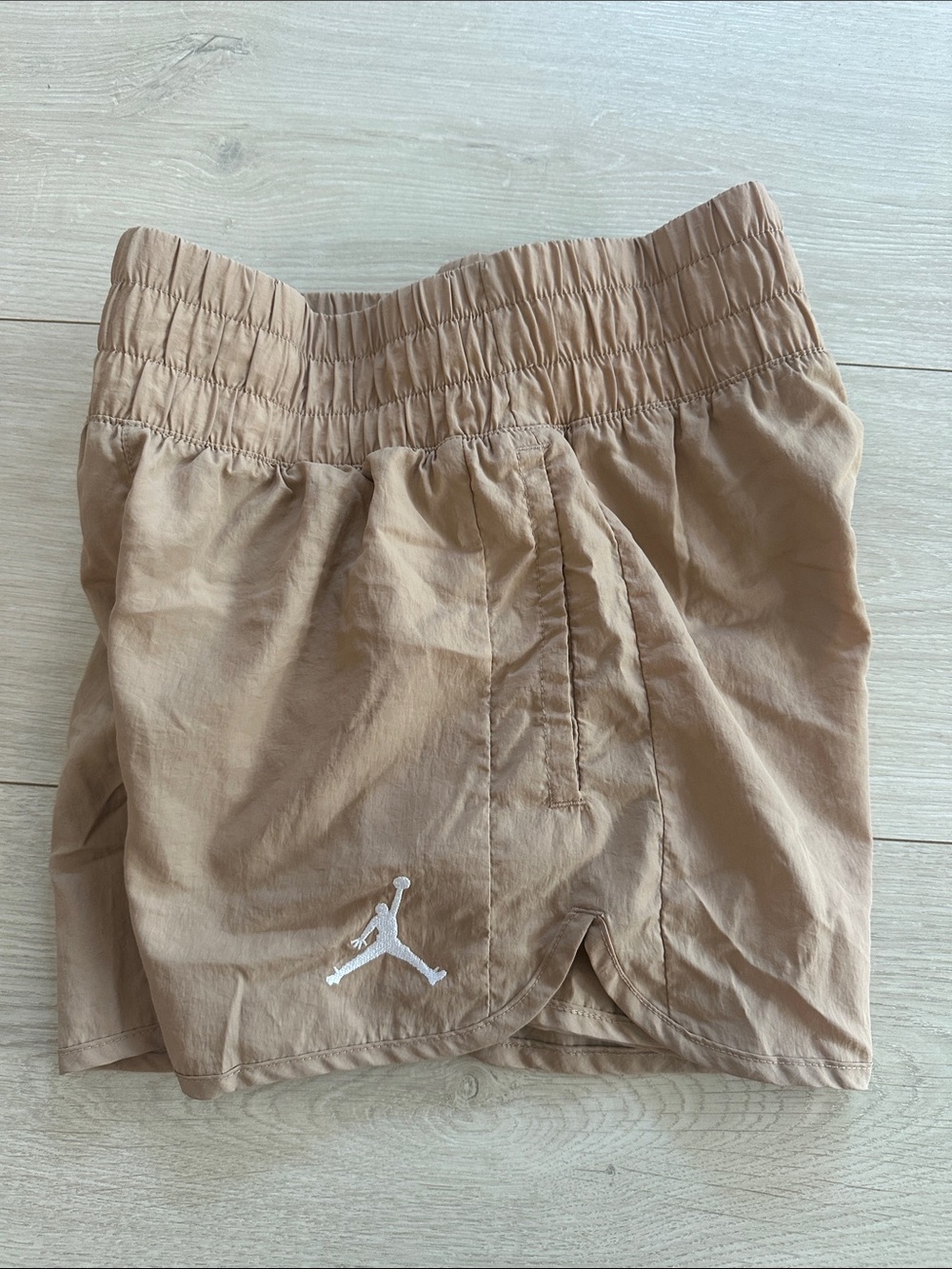 Girl’s Jordan Tan Athletic Shorts with White Jumpman
